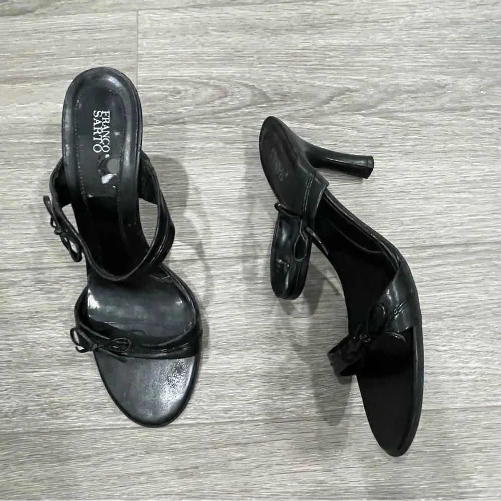 Franco Sarto Bow Strap Heels Black 9